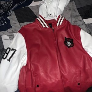 Vintage red and white “jock” sweater